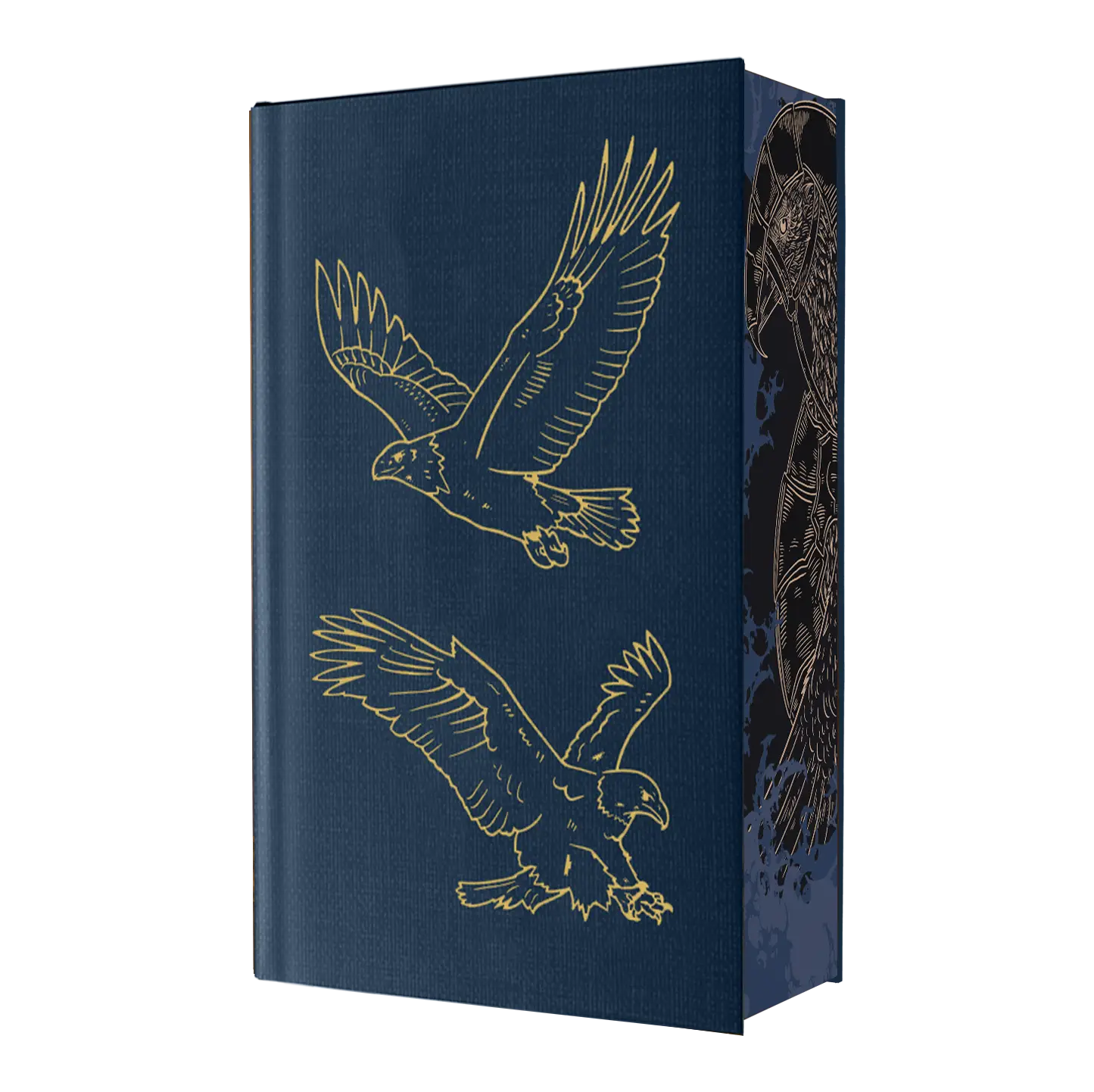 Elegant journal featuring gold-embossed eagles on a deep blue cover, perfect for nature enthusiasts seeking a stylish writing companion.