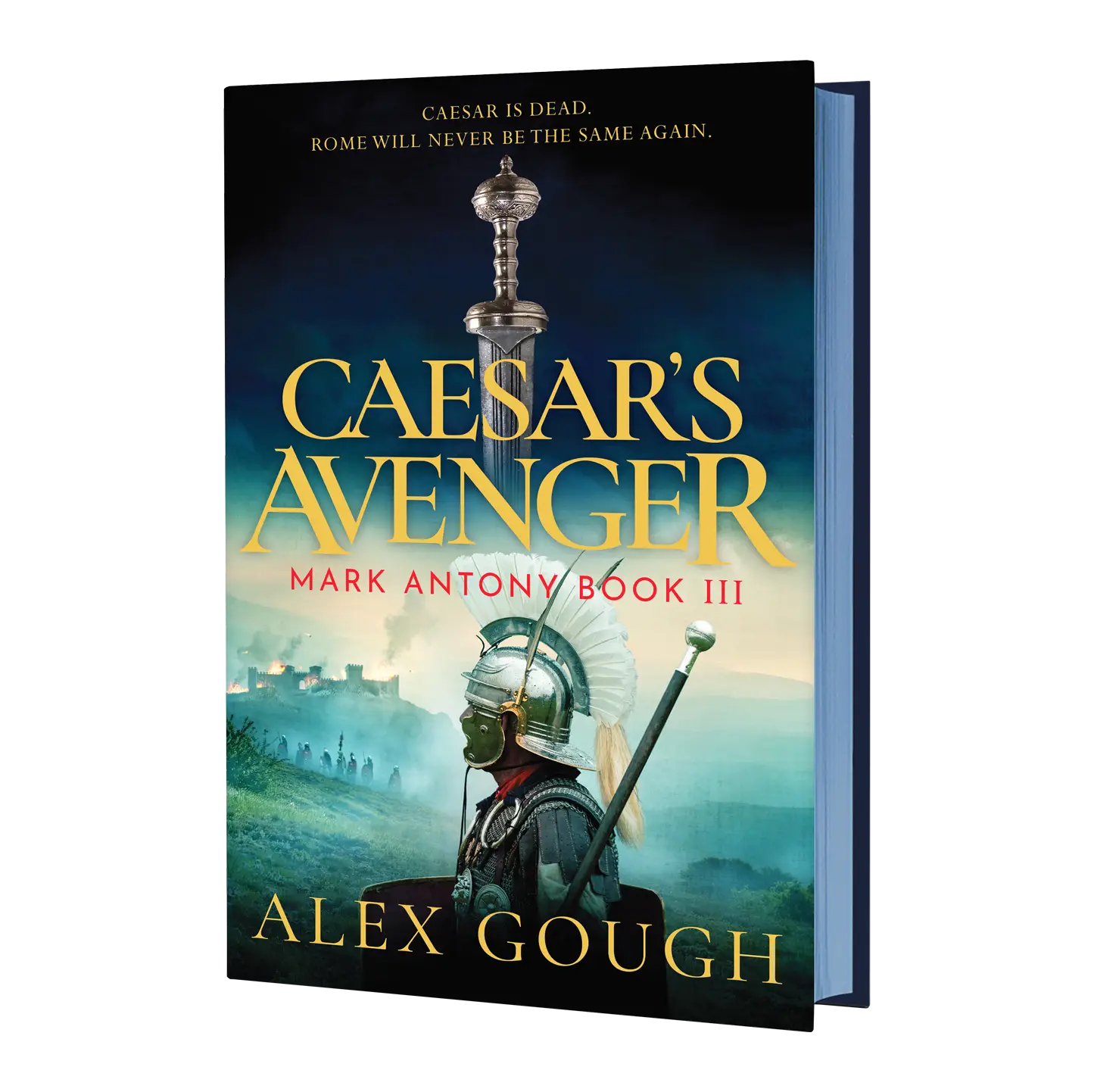 "Caesar's Avenger by Alex Gough is the third book in the Mark Antony series, depicting a turbulent era in Rome after Caesar's death."