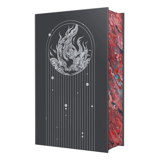 "Blood Over Bright Haven" by M.L. Wang features an intricate cover design with swirling red and pink hues surrounding a mysterious figure inside a cathedral-like structure.