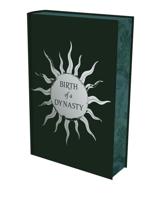 "Birth of a Dynasty" book cover features a sunburst graphic on a dark background for a captivating visual appeal.
