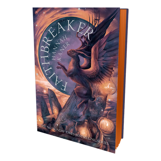 "Faithbreaker" by Hannah Kaner features a fantastical cover with a mythical creature, highlighting its status as a No. 1 Sunday Times bestselling series.