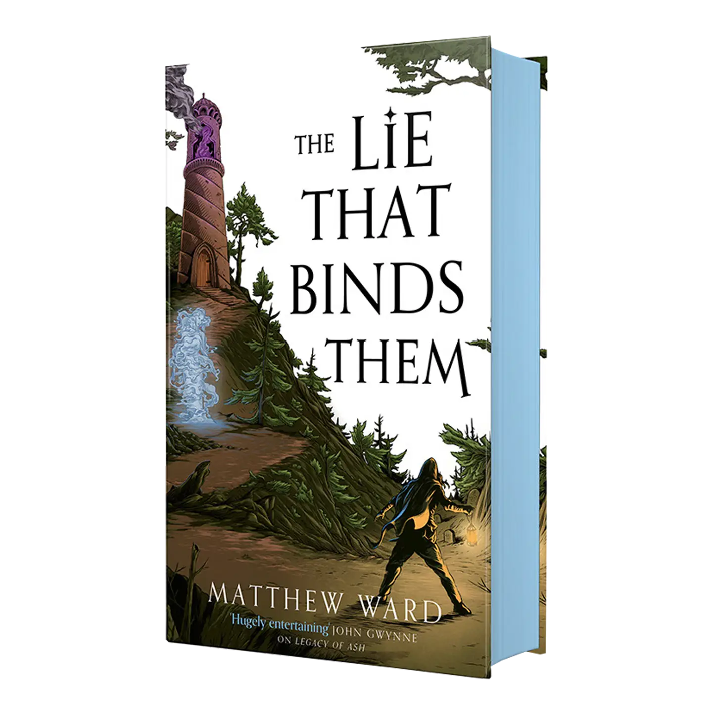 "The Lie That Binds Them" by Matthew Ward features a fantasy cover depicting a figure approaching a mystical tower in a wooded landscape.